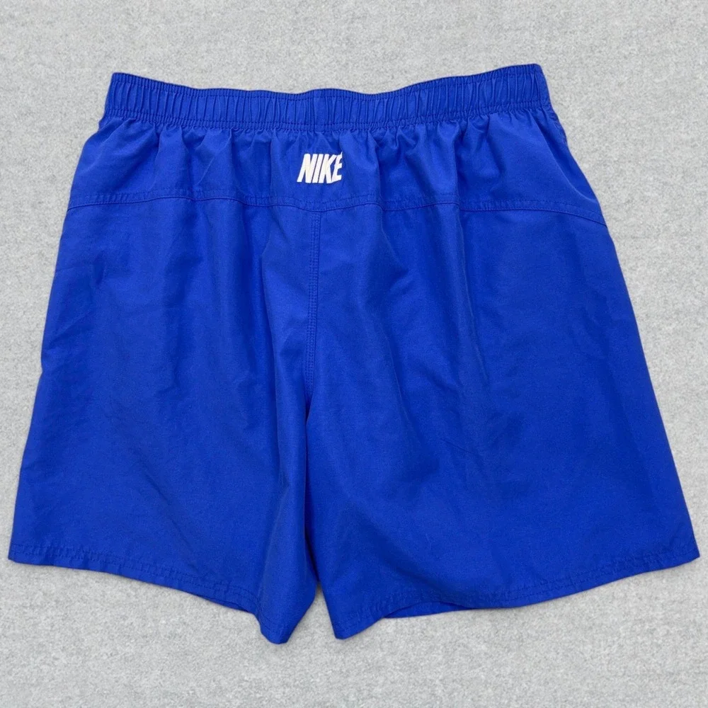 VTG‎ Nike Swim Trunks Mens XL Royal Blue Mesh Lined Embroidered Logo Pockets Y2K